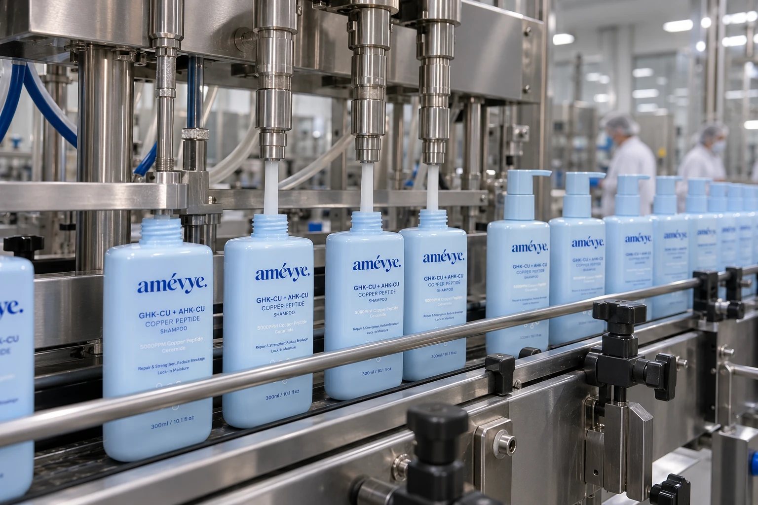 Ligne de conditionnement des flacons de shampoing